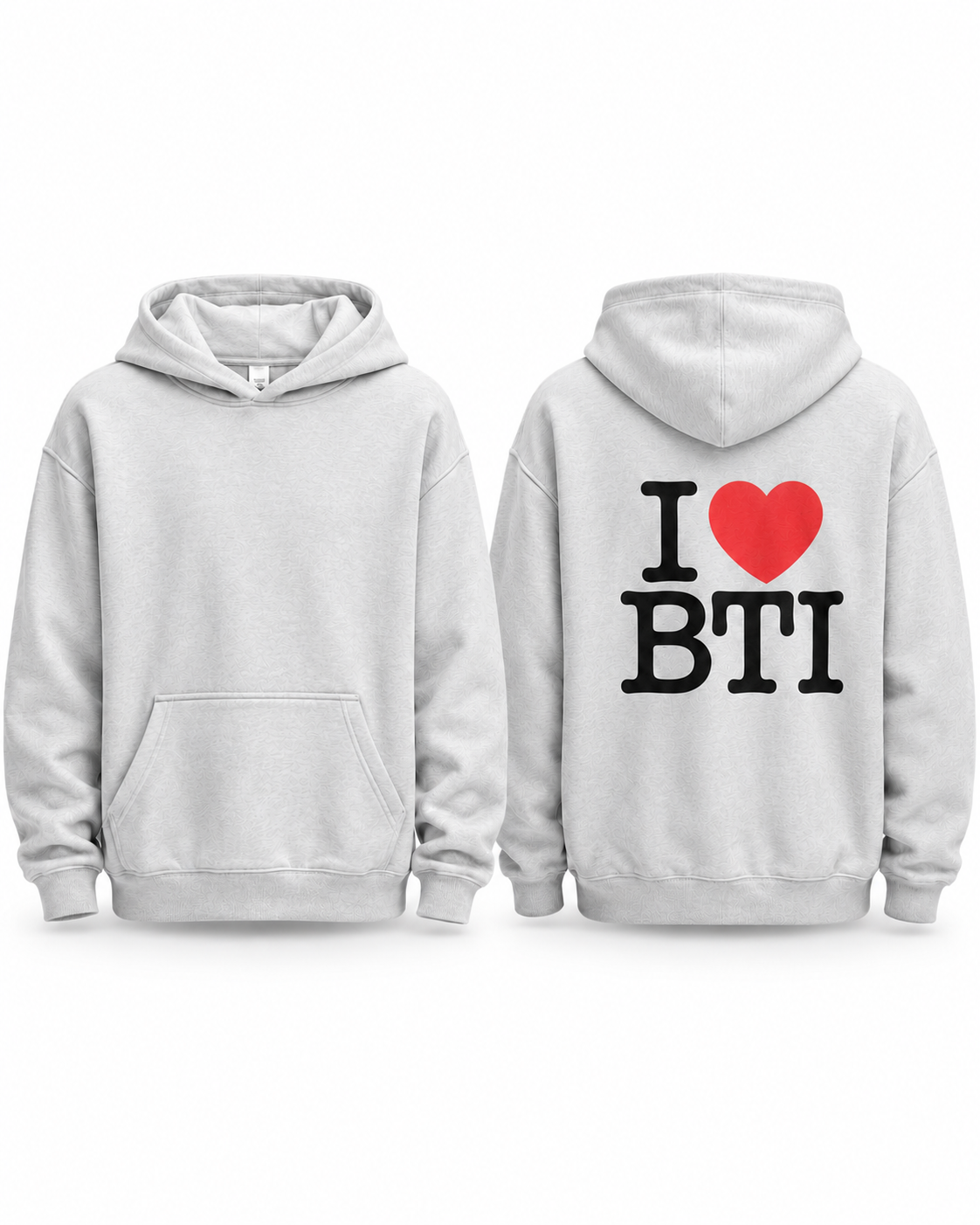 Grey I Love BTI hoodie