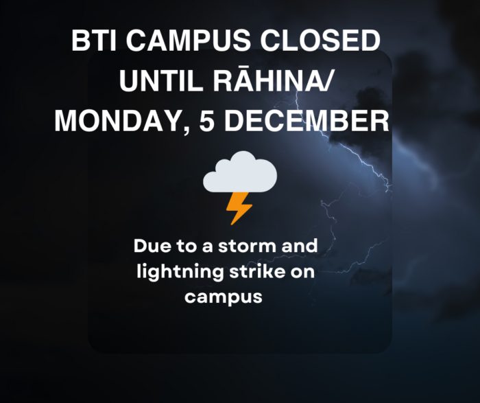 Lightning strike – campus closed 1-4 December
