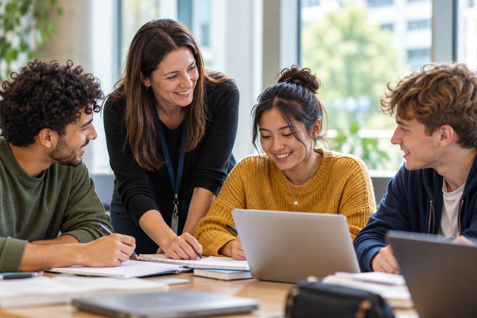Adults collaborating during an education study session