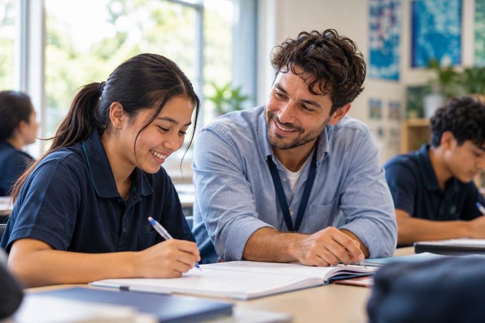 Educator supporting learning in a classroom